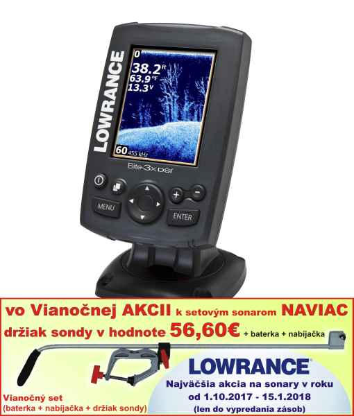 Lowrance ELITE-3X DSI bez GPS 455/800KHz - A-Z Rybár - rybárske potreby