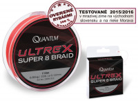 Prívlačová šnúra ULTREX super 8 BRAID, 110m, červená